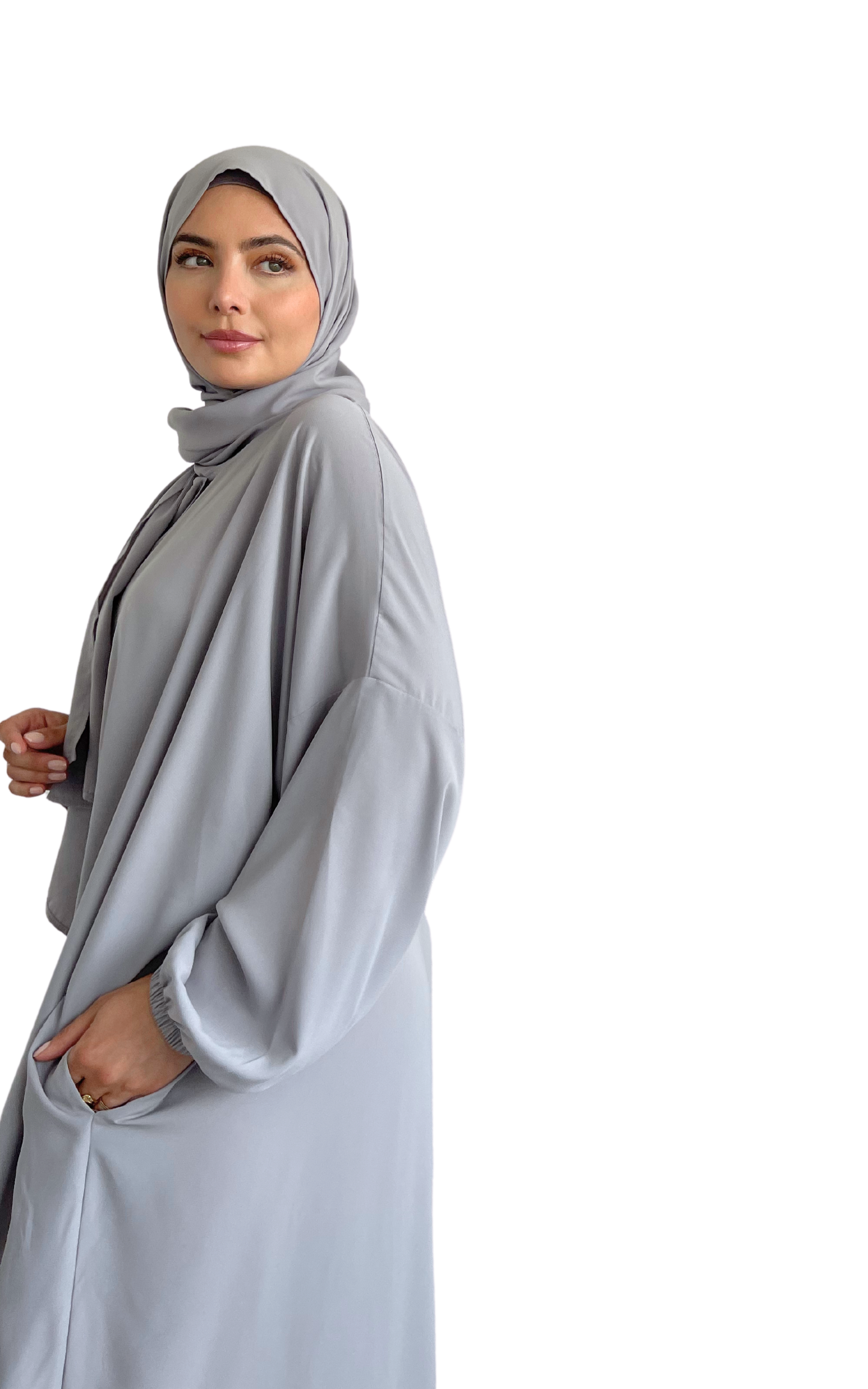 Pearl Grey Classic One Piece Prayer Abaya