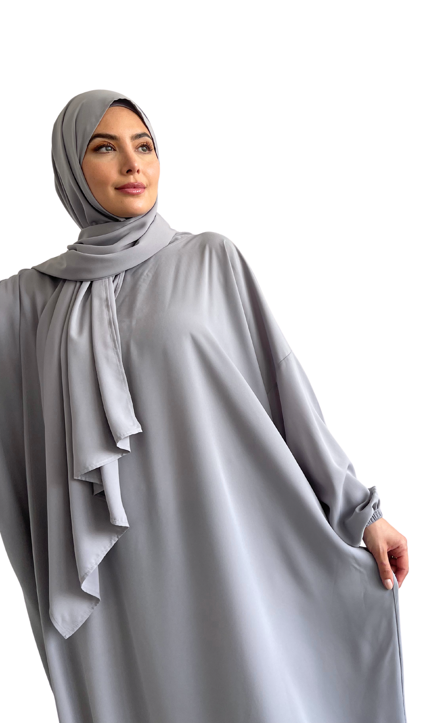 Pearl Grey Classic One Piece Prayer Abaya
