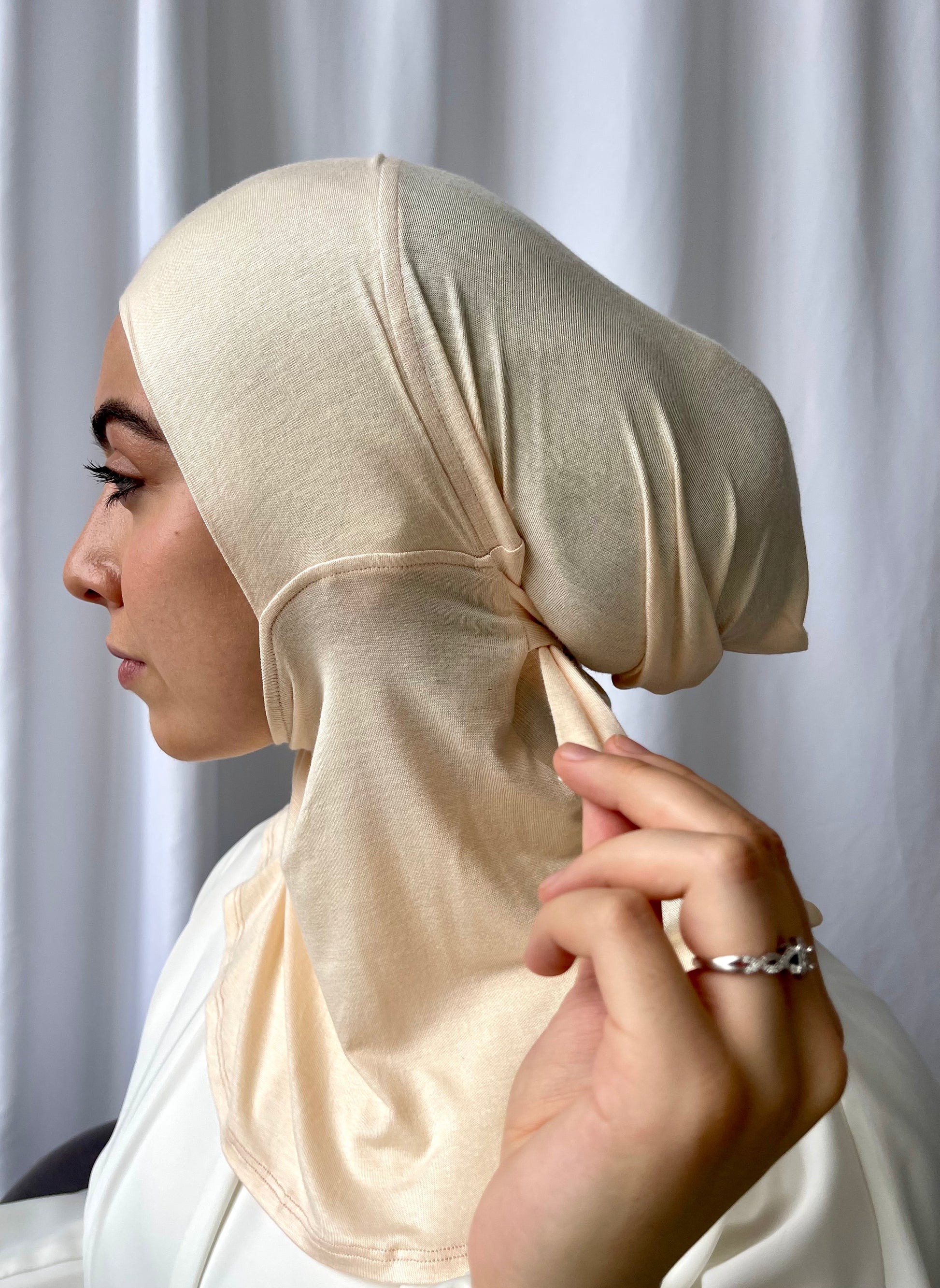 Ninja hijab full coverage hijab caps, under-cap with tie back function. Next day delivery hijabs UK