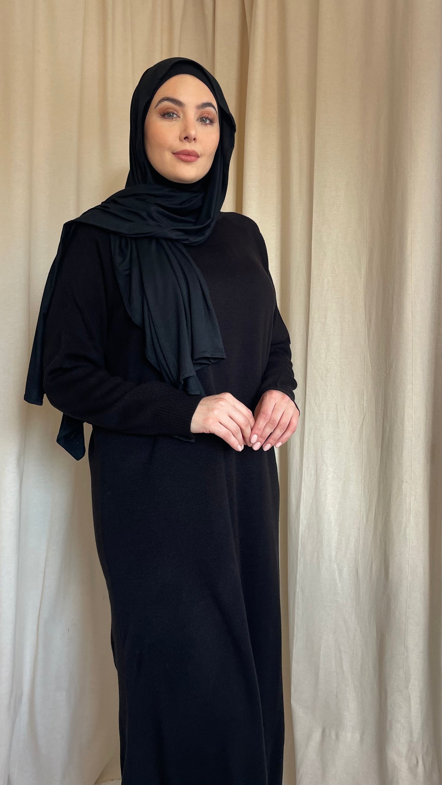 High Neck Knit Maxi Dress Oynx