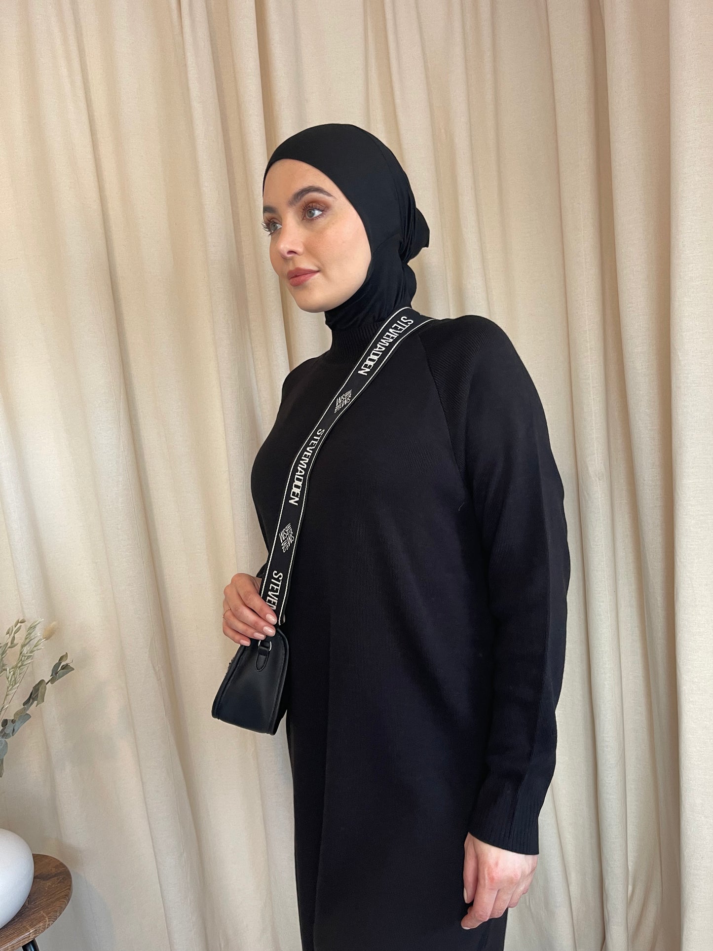 High Neck Knit Maxi Dress Oynx