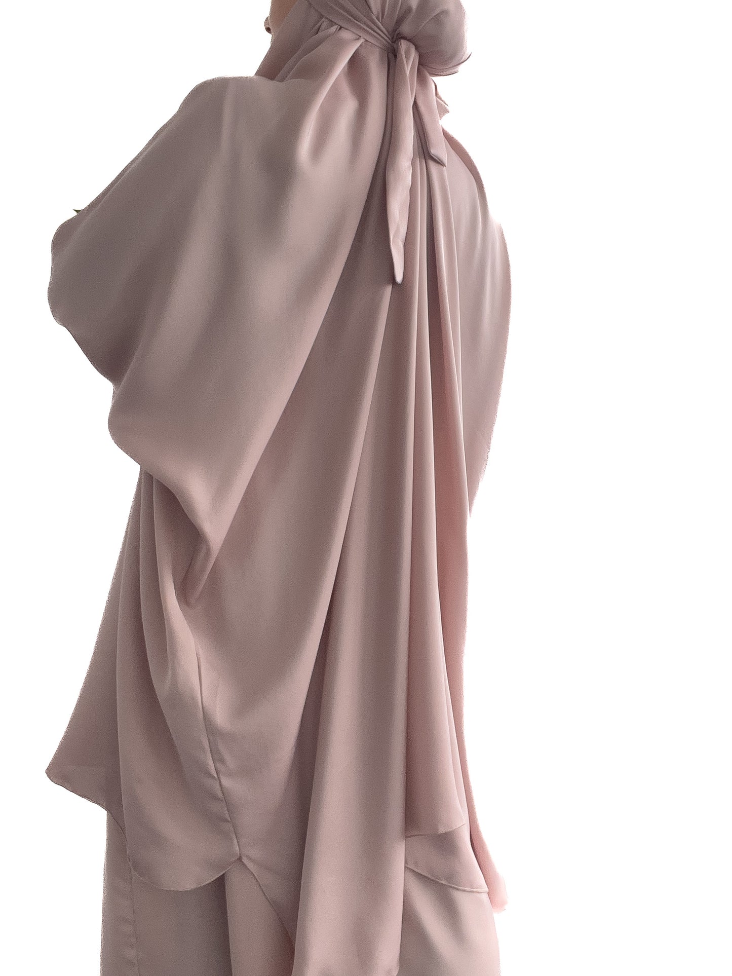 TWO PIECE JILBAB - PRAYER SET WITH ELASTIC CUFFS DUSTY PINK