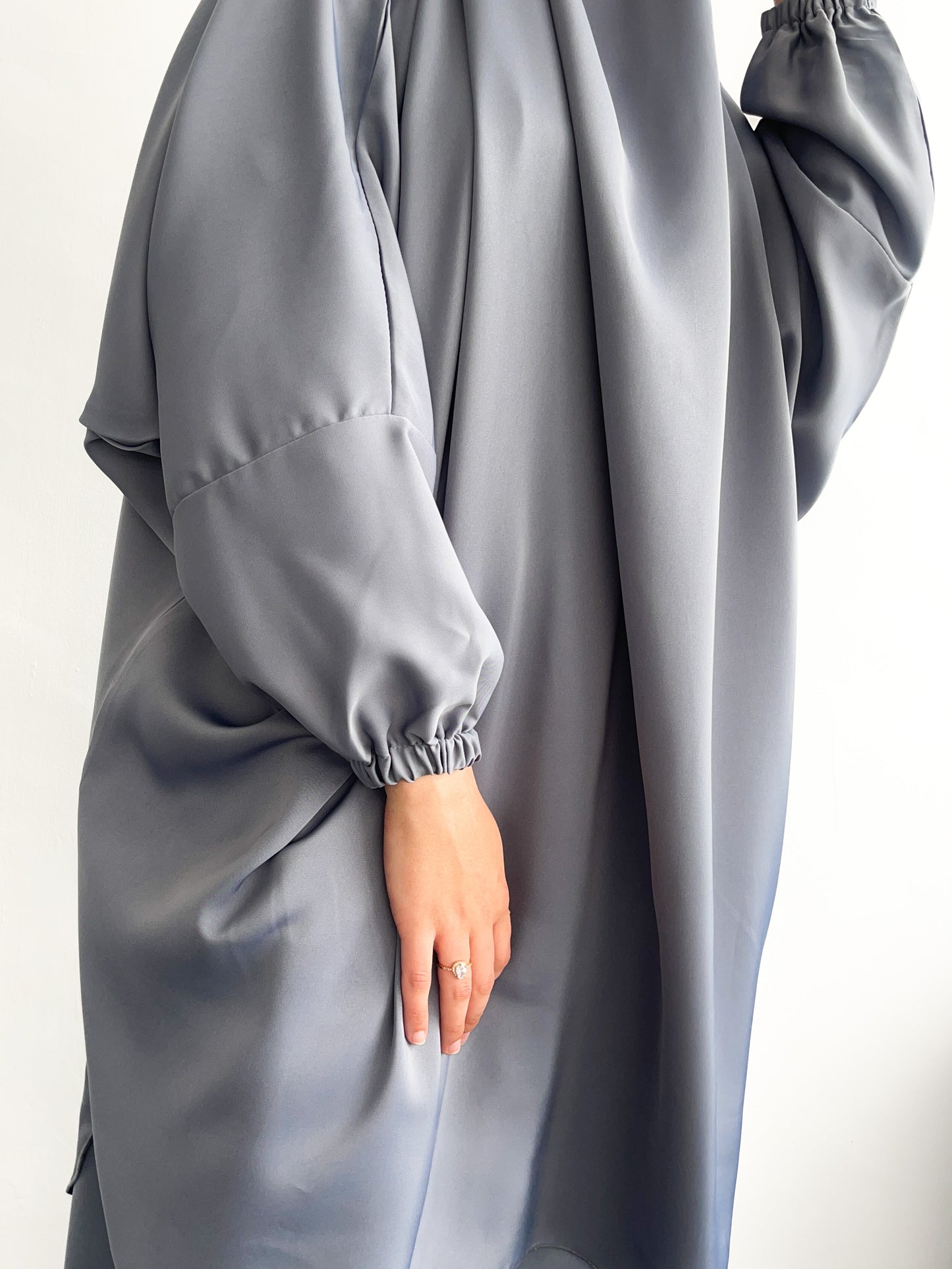 TWO PIECE JILBAB - PRAYER SET WITH ELASTIC CUFFS SLATE GREY/BLUE