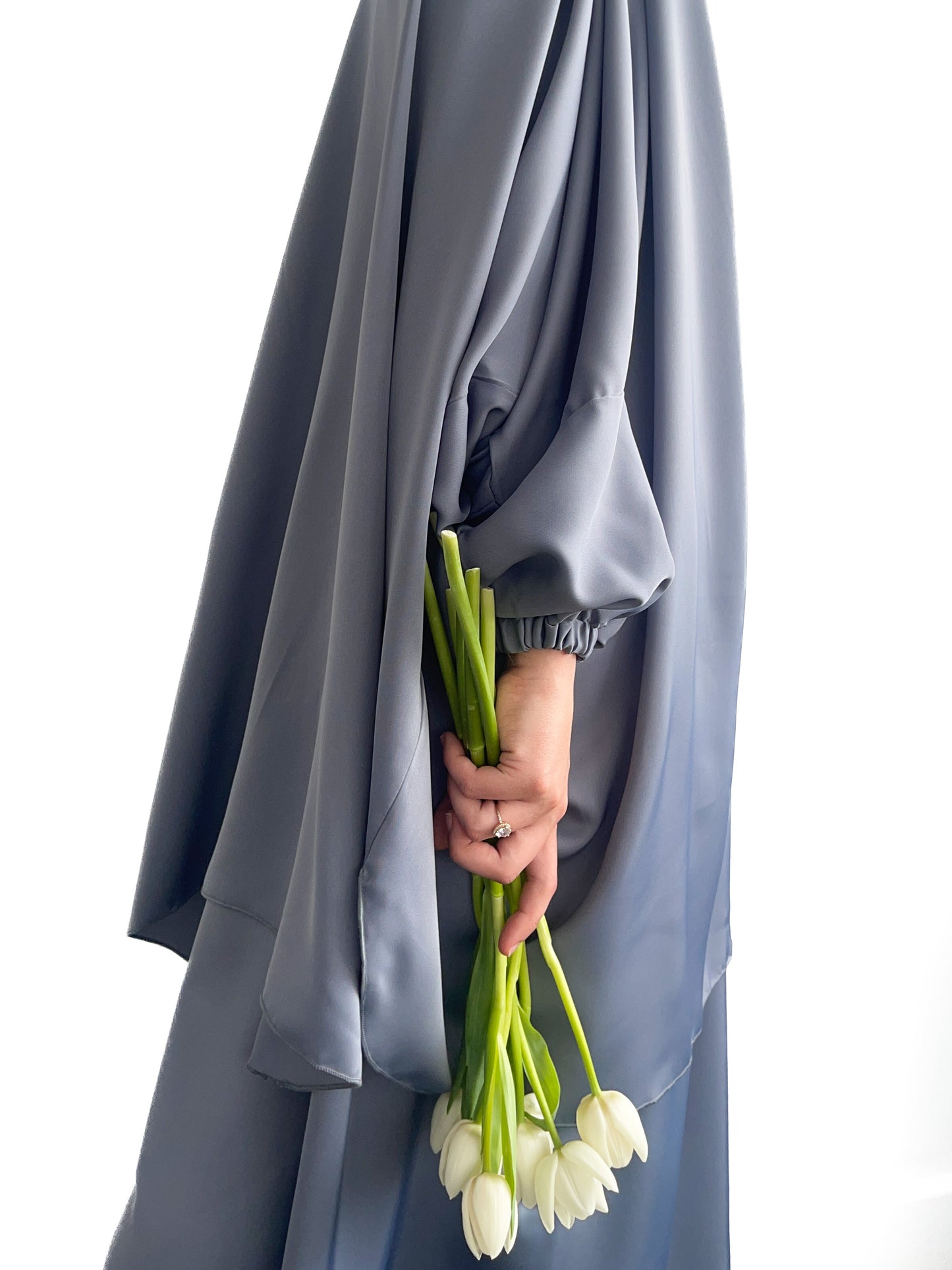 TWO PIECE JILBAB - PRAYER SET WITH ELASTIC CUFFS SLATE GREY/BLUE