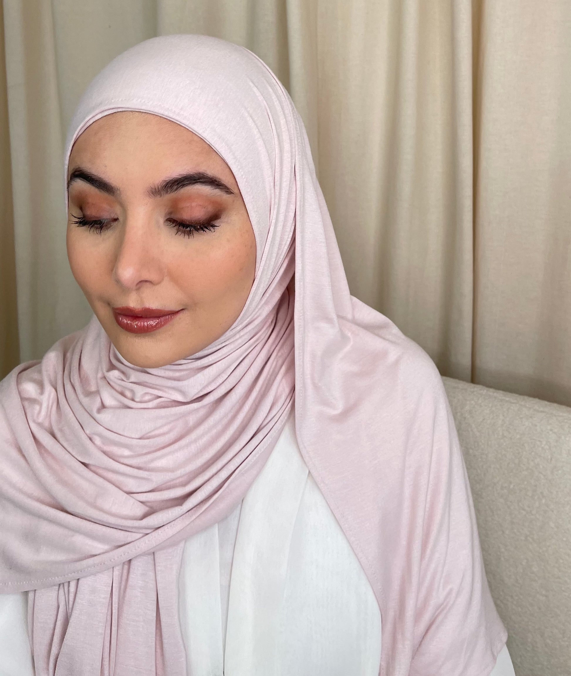 Premium jersey hijabs with matching under caps. Muslim women wearing luxury hijab from hayaa the label ltd.