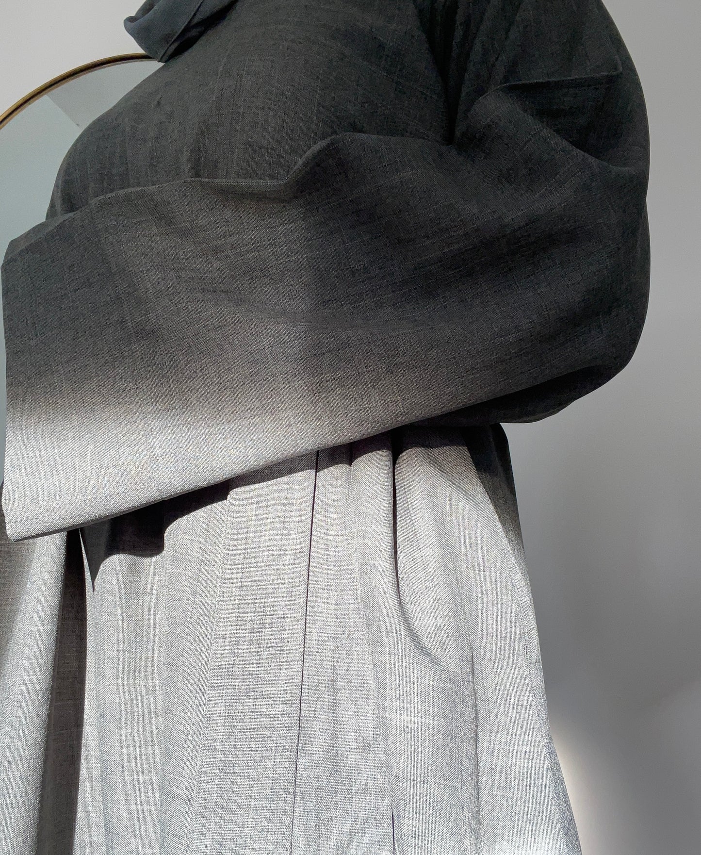 OVERSIZED CHARCOAL LINEN CLOSED EVERYDAY ABAYA SET