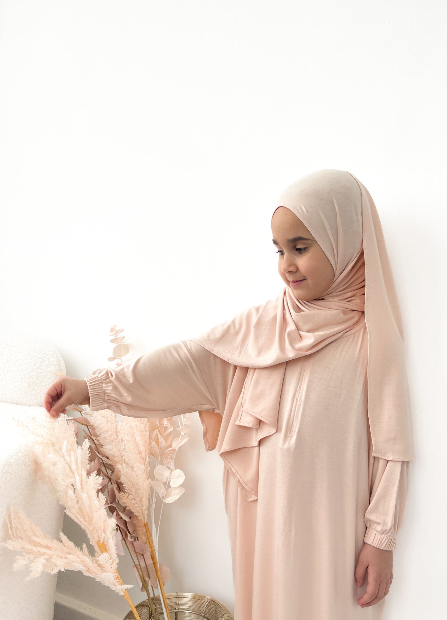 MUMMY & ME | GIRLS ONE PIECE PRAYER ABAYA- MACADAMIA