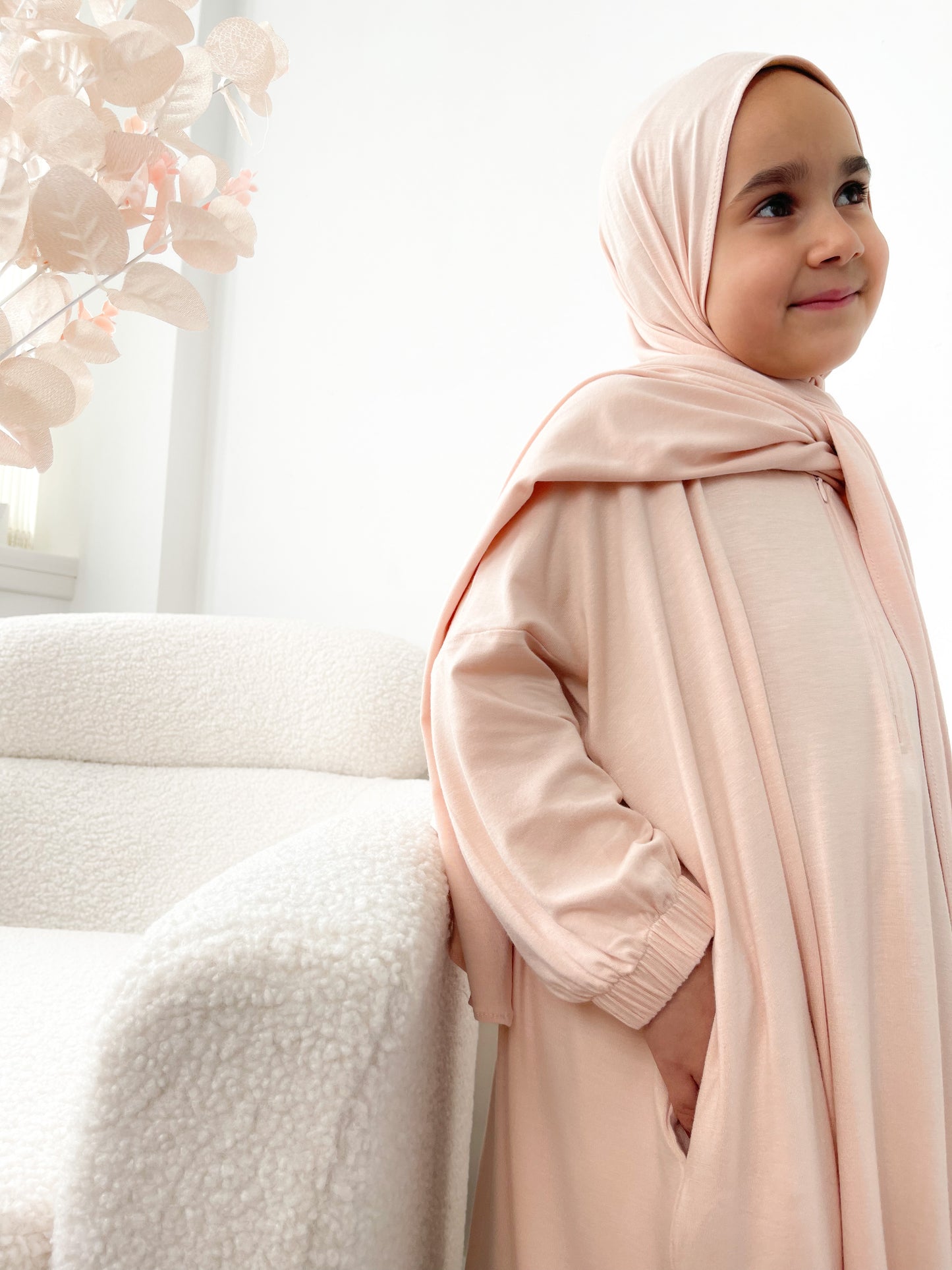 MUMMY & ME | GIRLS ONE PIECE PRAYER ABAYA- MACADAMIA