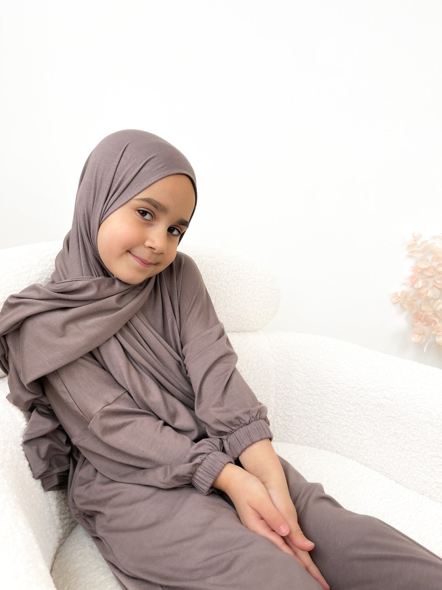 MUMMY & ME | GIRLS ONE PIECE PRAYER ABAYA- DEEP TAUPE