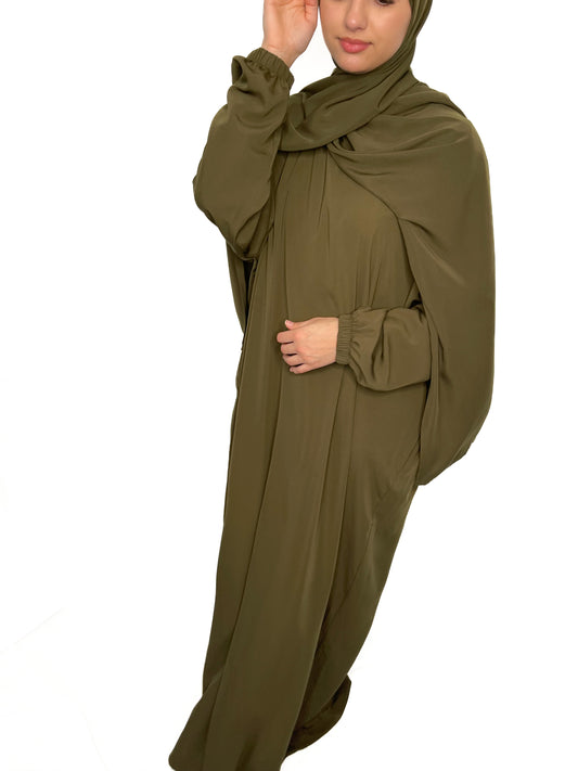 OLIVE GREEN CLASSIC ONE PIECE ABAYA