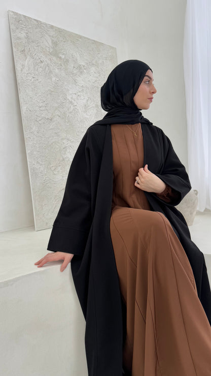 black jacket trench  abaya coat for Muslim women. modest winter coat