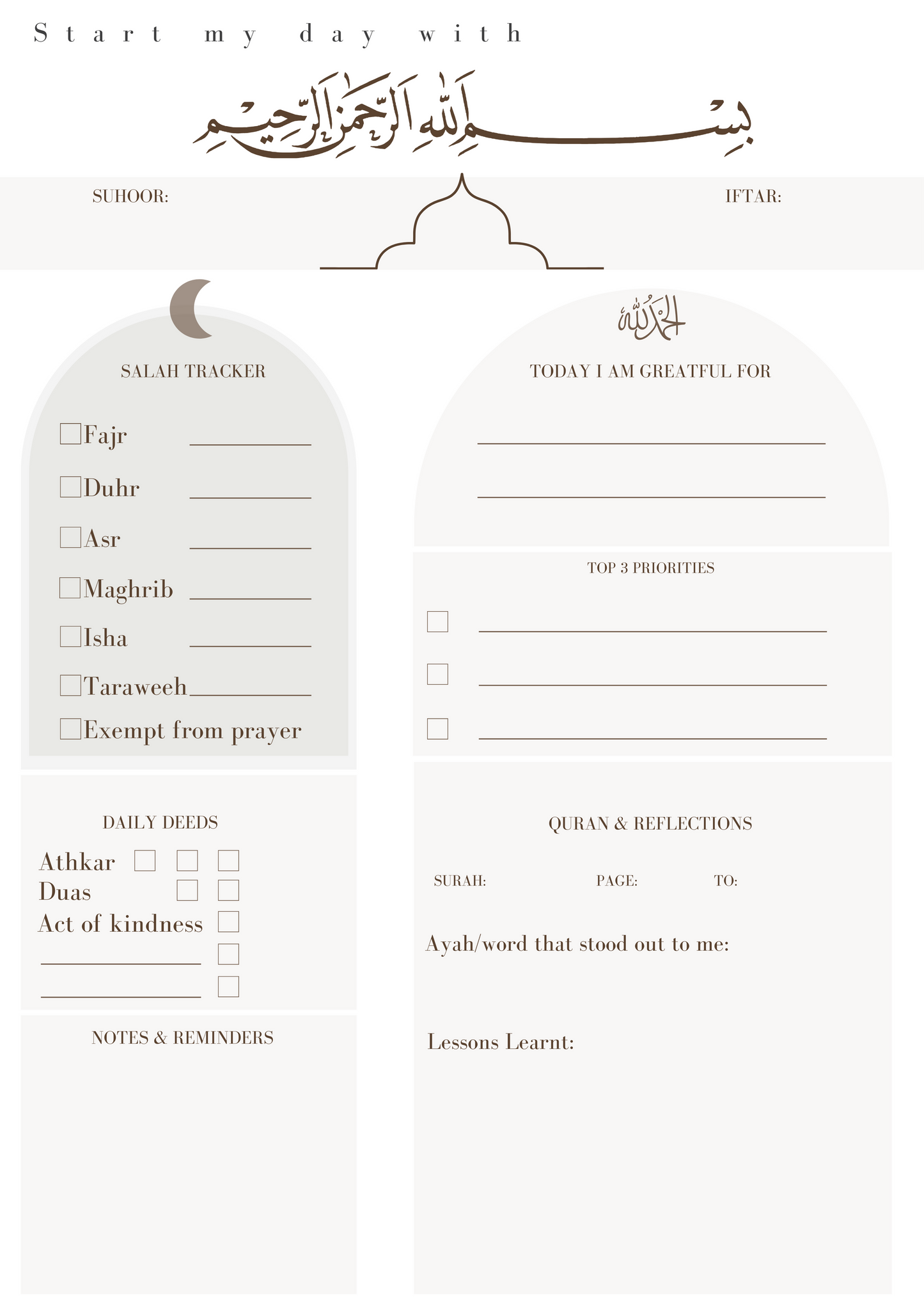 Ramadan Planner Track Pad 50 Pages