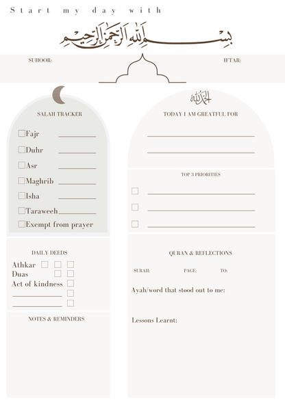 Ramadan Planner Track Pad 50 Pages