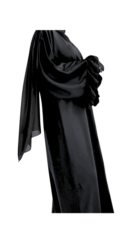 Ruffle Sleeve Detail Abaya- Black