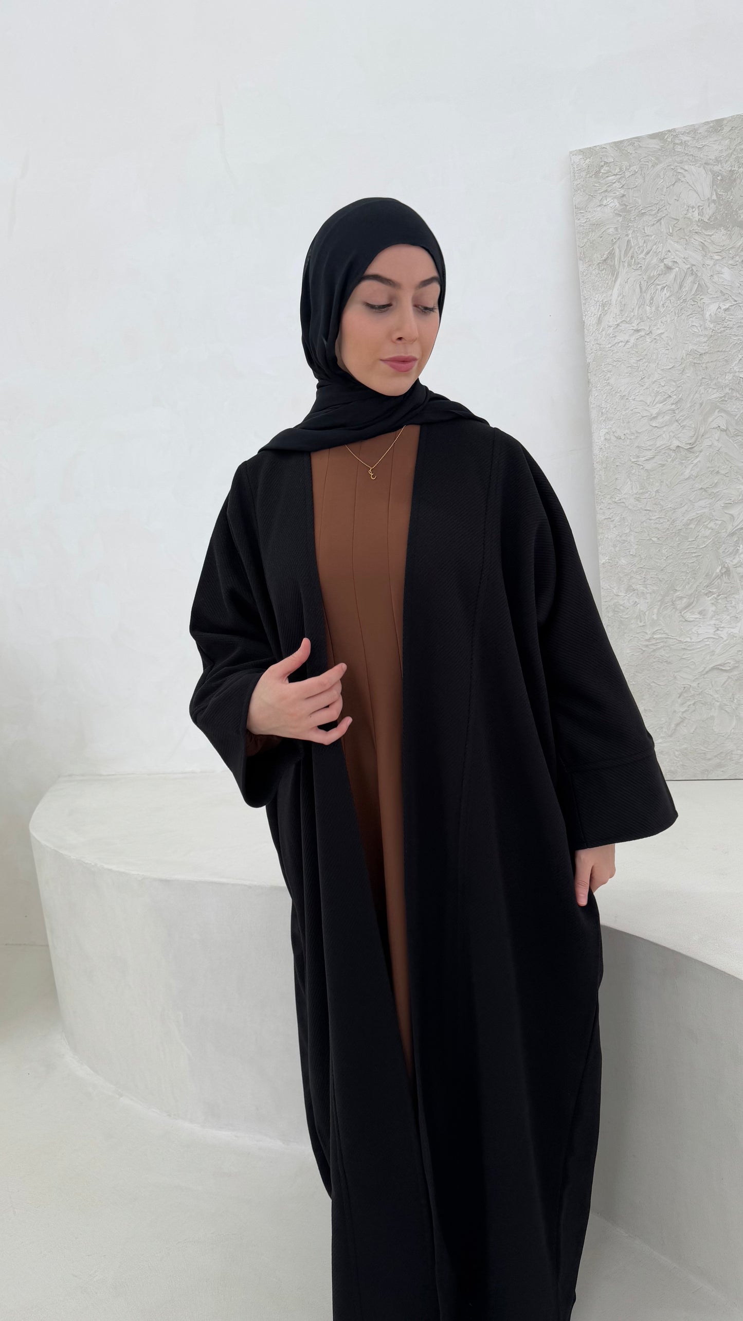 black winter abaya coat for Muslim women