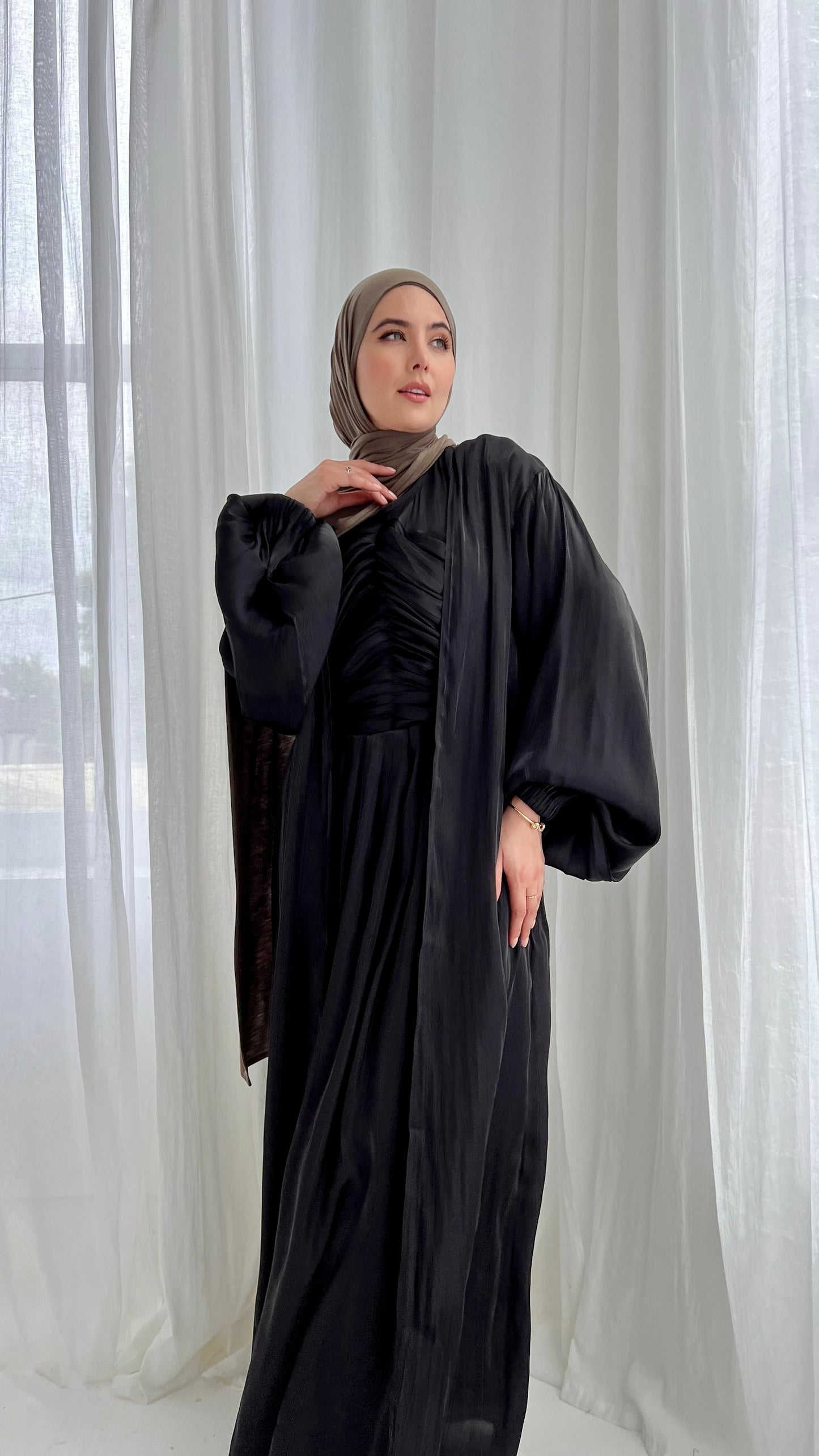 Aya 2 piece abaya set- Black shine