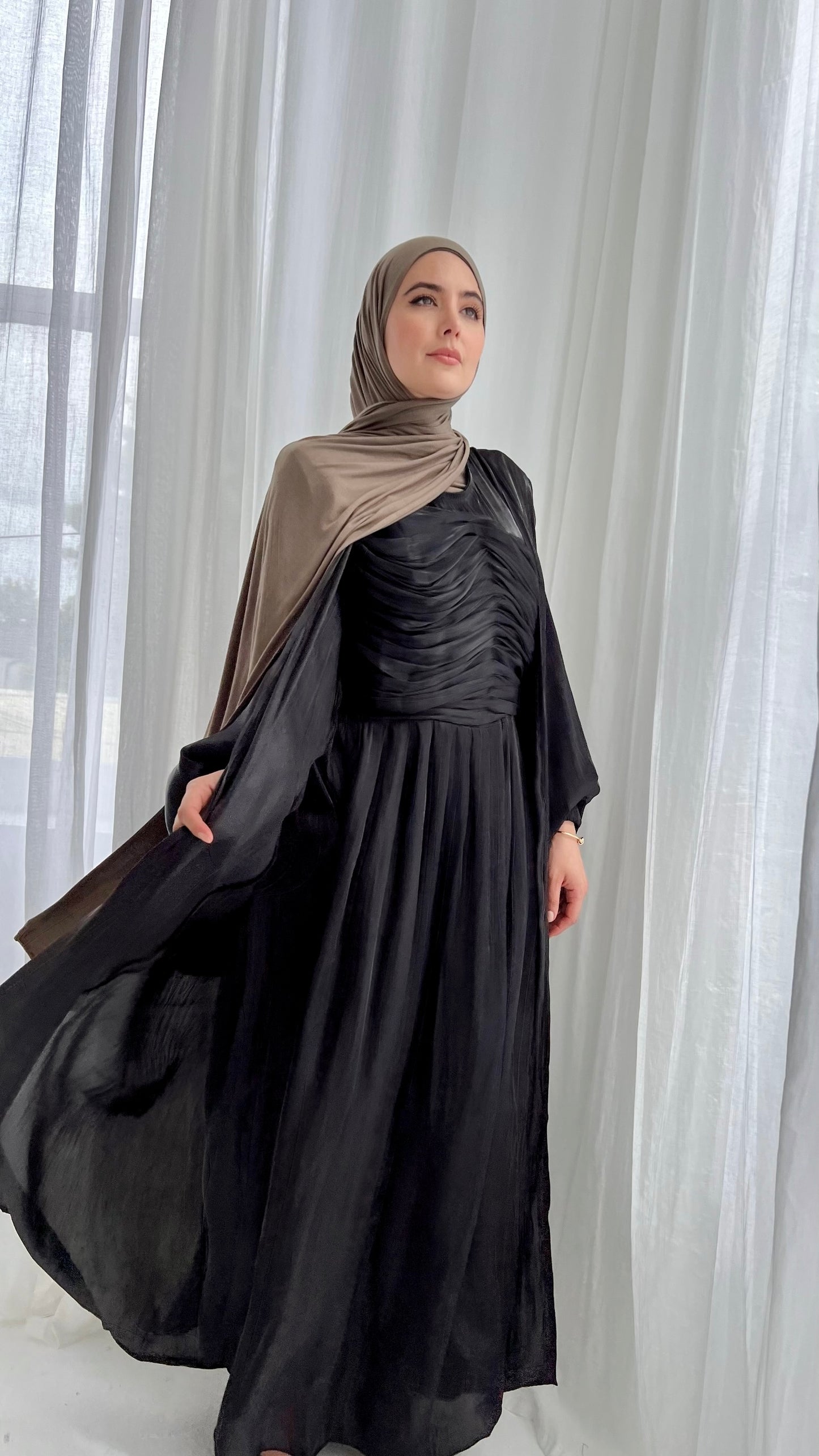 Aya 2 piece abaya set- Black shine