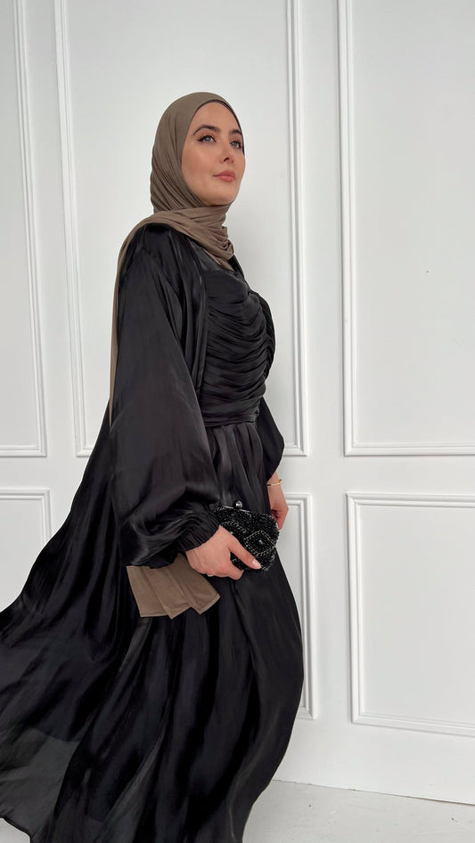 Aya 2 piece abaya set- Black shine