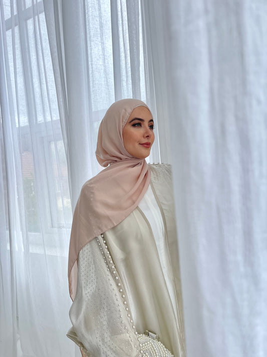 Sheer Pearl Abaya Champagne