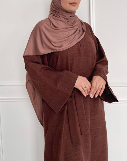 CHESTNUT LINEN CLOSED EVERYDAY ABAYA SET