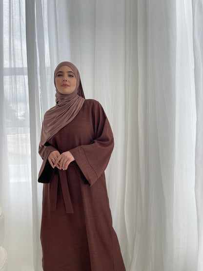 CHESTNUT LINEN CLOSED EVERYDAY ABAYA SET