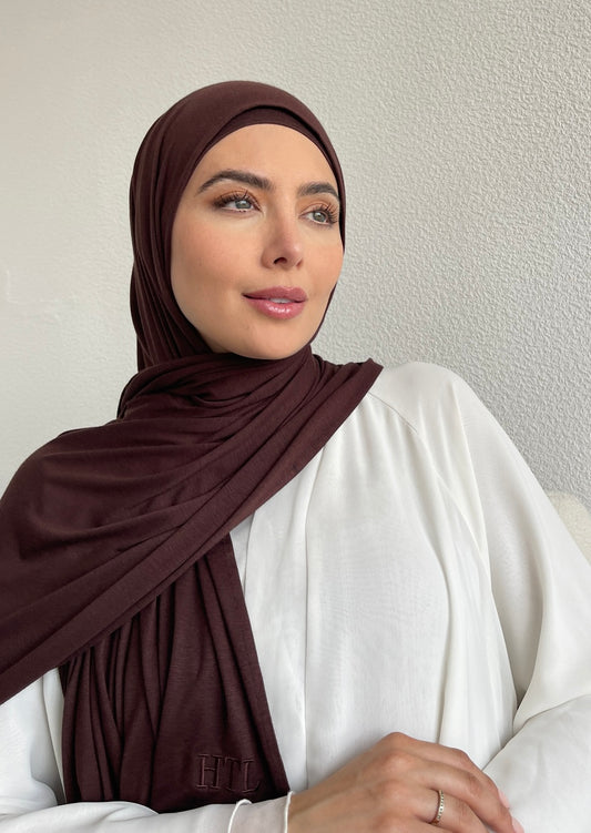 Premium Lightweight Jersey Hijab - Chocolate