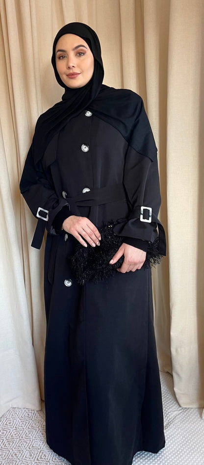 Maxi Abaya Trench Coat - Oynx