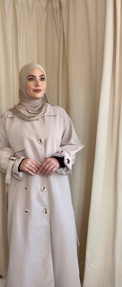 Maxi Abaya Trench Coat - Bone