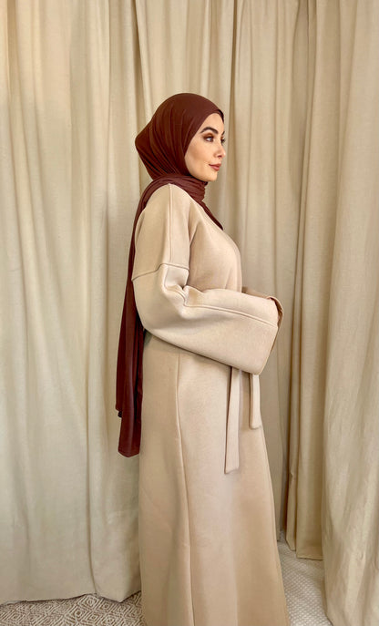 Bisque Cotton Thick Abaya Dress