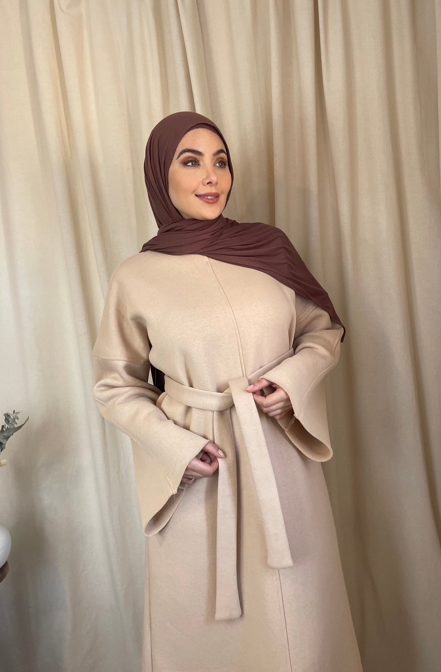 Bisque Cotton Thick Abaya Dress
