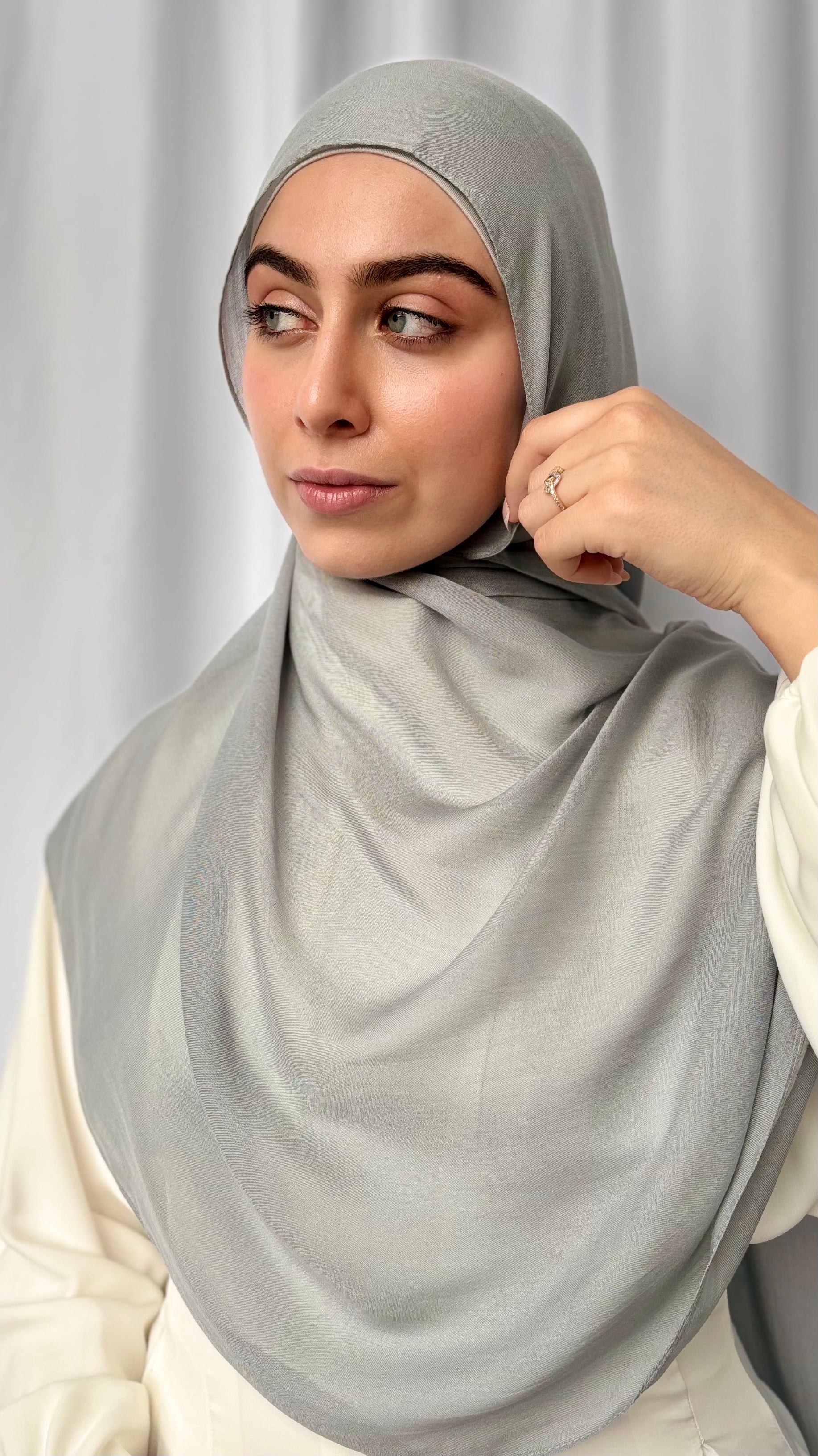 Modal Matching Hijab Sets | Powder Grey Modal Scarf HAYAA THE LABEL LTD ...